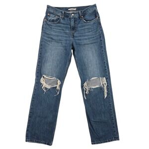 Levis Low Pro Straight Jeans Womens 29 Distressed Ripped Knee Medium Wash Denim